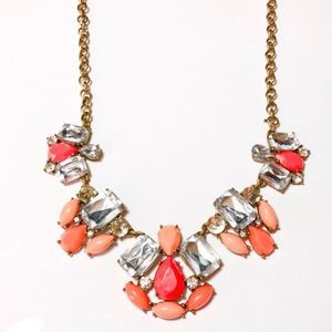 J. Crew orange coral rhinestone statement necklace